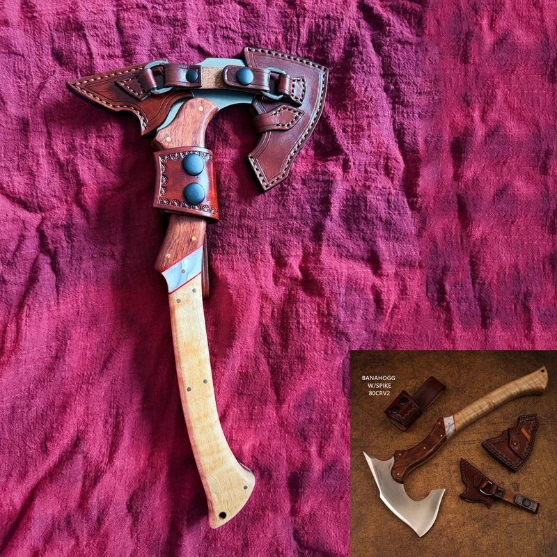 Outdoor EDC Portable High Carbon Steel Forging Tactical Axe Camping Axe Survival Self-defense Cutting and Chopping Tools