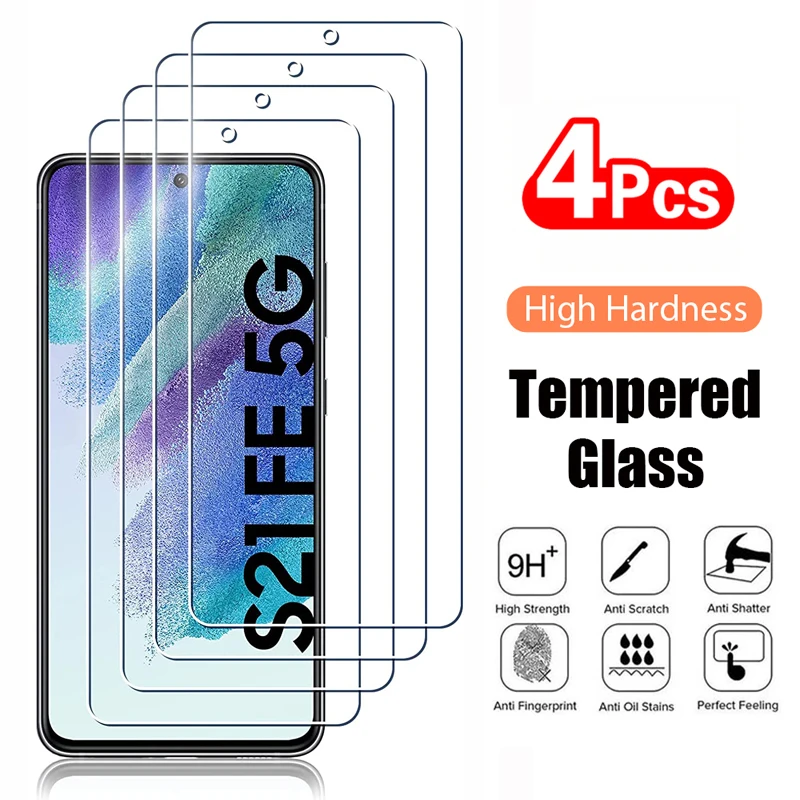 2/4Pcs Tempered Glass For Samsung Galaxy S21 FE 5G S20 FE A54 A53 A15 Screen Protection For Samsung A55 A34 S23FE A25 5G Glass