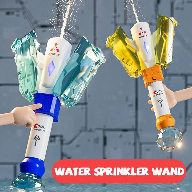 Electric Water Gun Magic Wand Water Sprinkler Princess Toys for Girls Summer Flashing Water Blaster Toys for Boys Gift for Kids