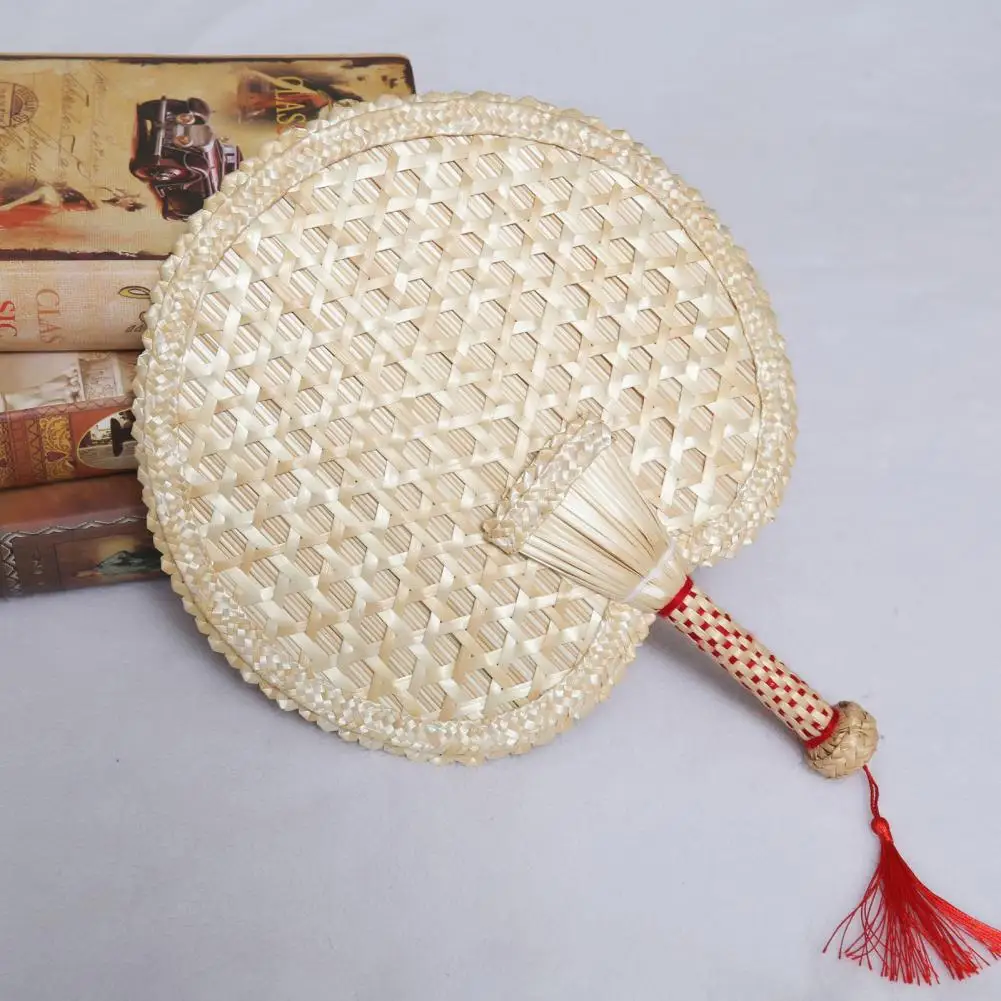 Handheld Fan Creative Shape Solid Construction Wheat Straw Indoor Portable Summer Non-Folding Hand Fan for Home