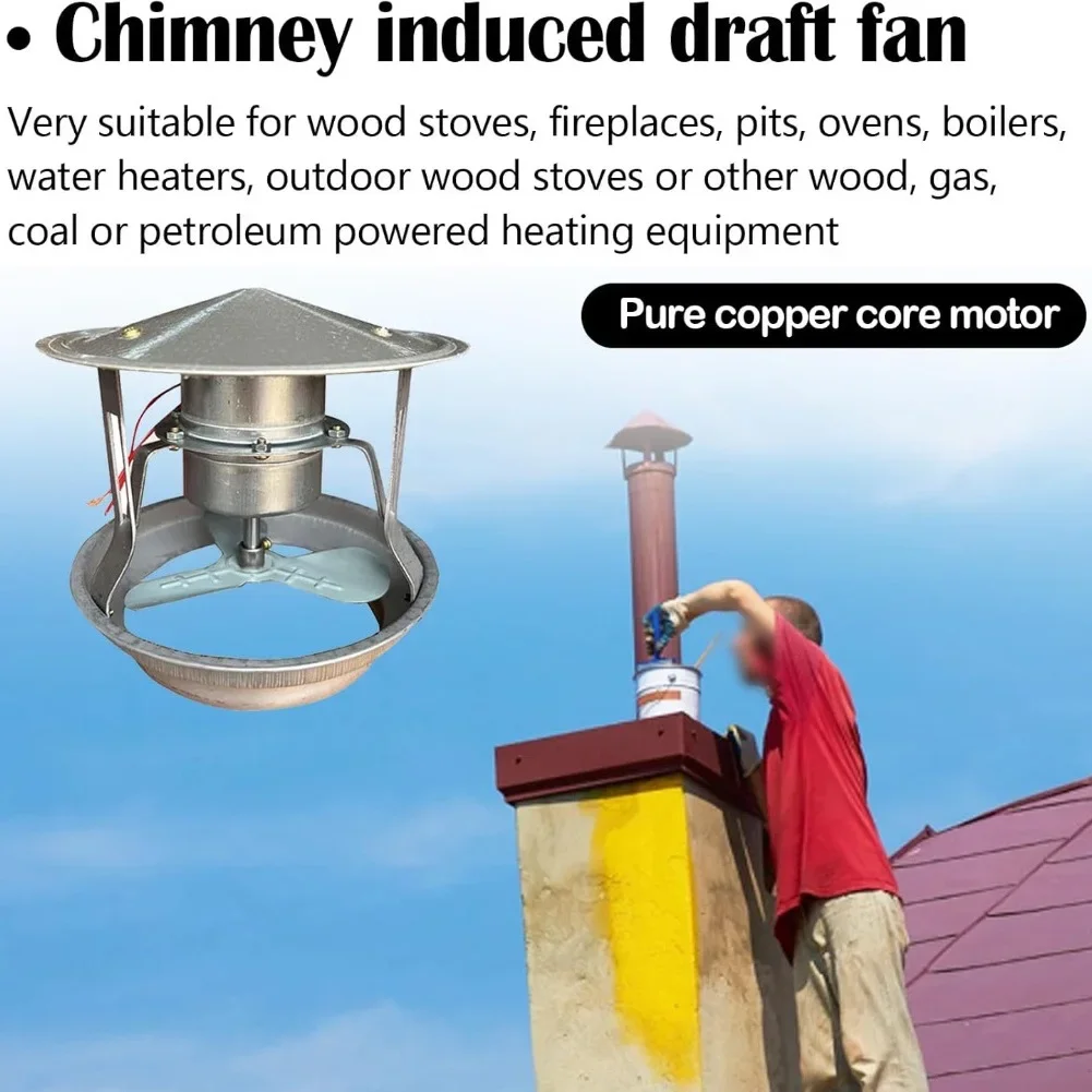 2026 New Flue Fan 40 W Exhaust Pipe Fan Chimney Fan Chimney Ventilation Exhaust Gas Quiet Smoke Machine, Suction Fan For Chimney