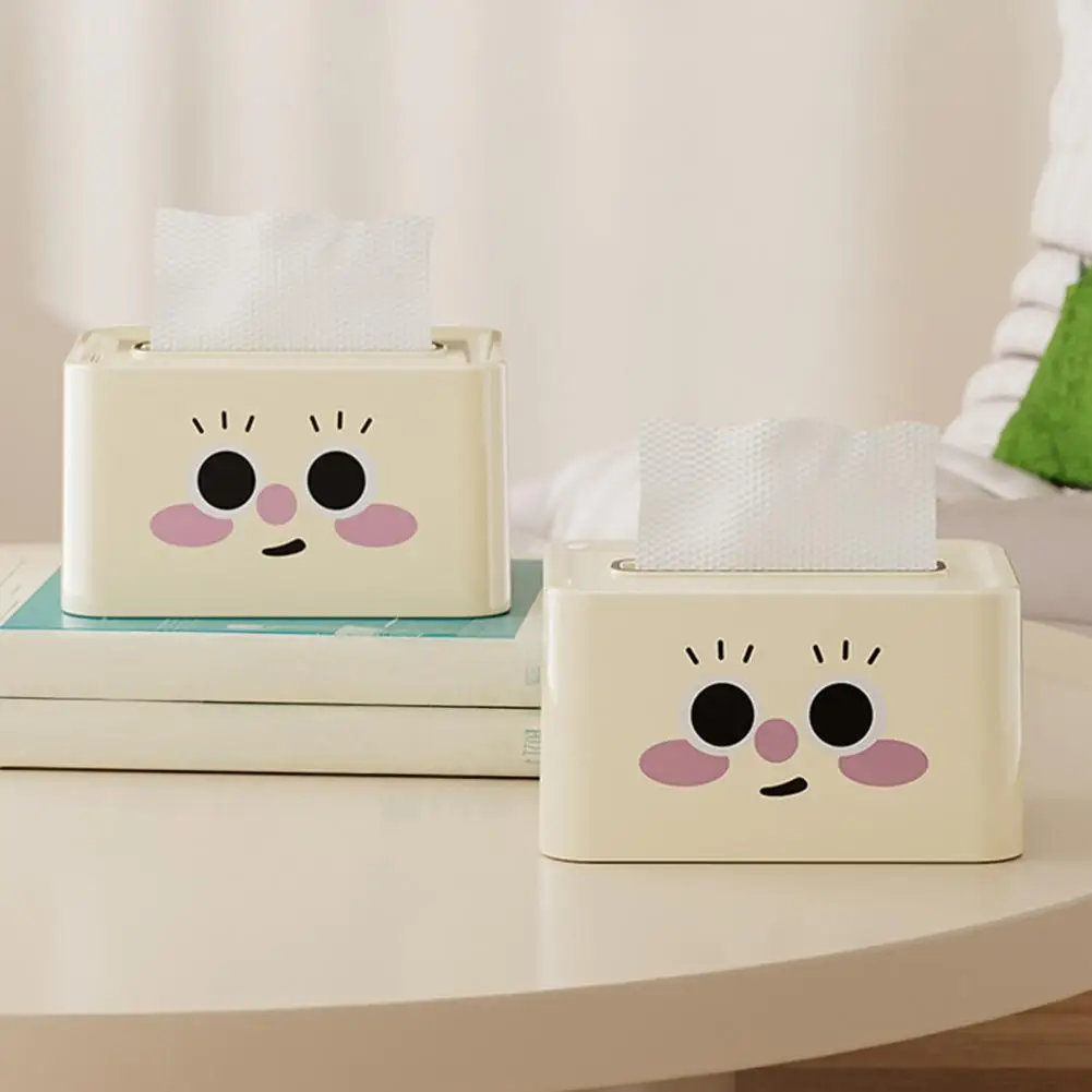 Bathroom Tissue Dispenser Room Decor Accessory Cute Smile Face Tissue Box Holder with Spring Mechanism for Bedroom Bathroom Car