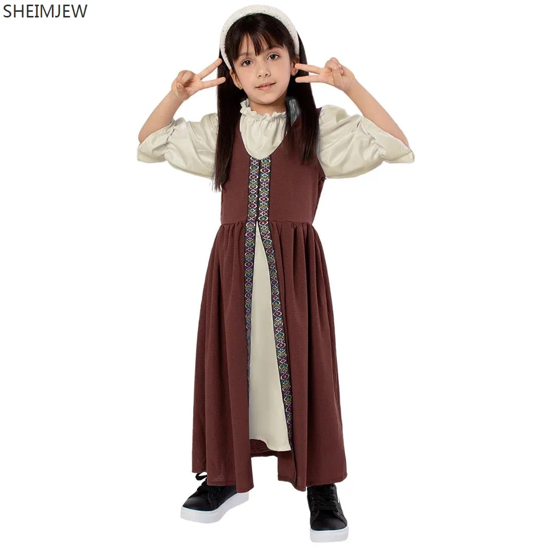 جديد ريترو القرون الوسطى قصر نمط تأثيري ملابس الأطفال دور اللعب فستان طويل مرحلة الأطفال الأداء سلسلة جديدة فستان #2