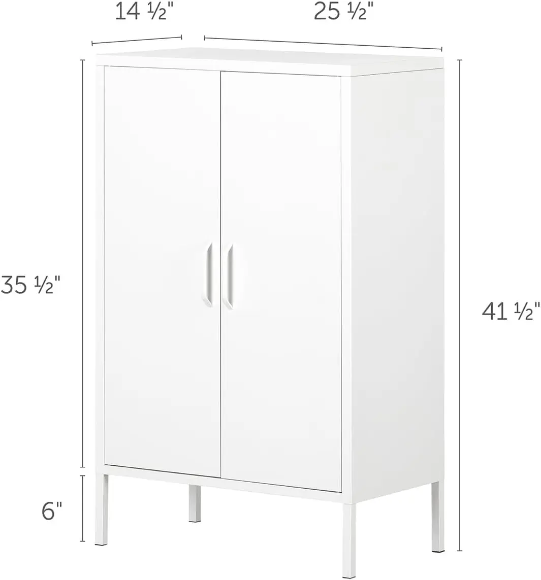 Crea Metal 2-Door Accent Cabinet Pure White, Contemporary