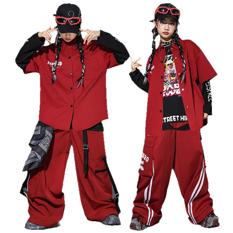 Sweat-shirt à la mode Hip Hop pour garçons, pantalon cargo pour danse de rue, haut K-pop pour filles