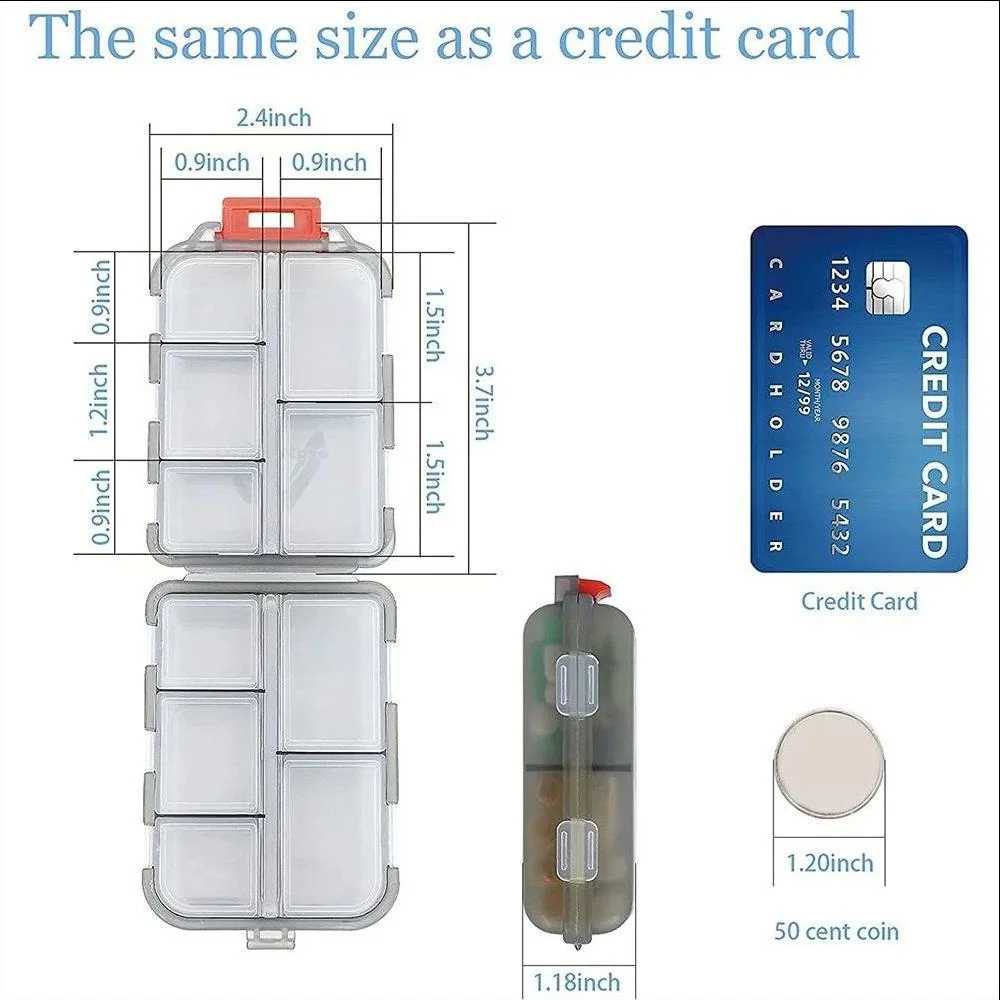 Tcare 여행용 알약 정리함 방습 알약 상자, 포켓 지갑, 일일 알약 케이스, 휴대용 약, 비타민 거치대 용기