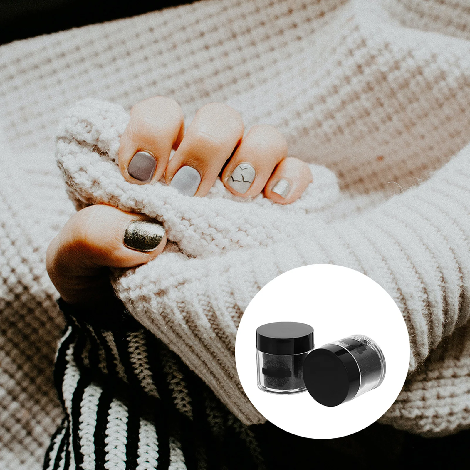 2pcs Art Black Glitter Manicure Decoration For Diy Design Durable Sparkling Tool Art Accessory Glitter Nail Powder Black Nail