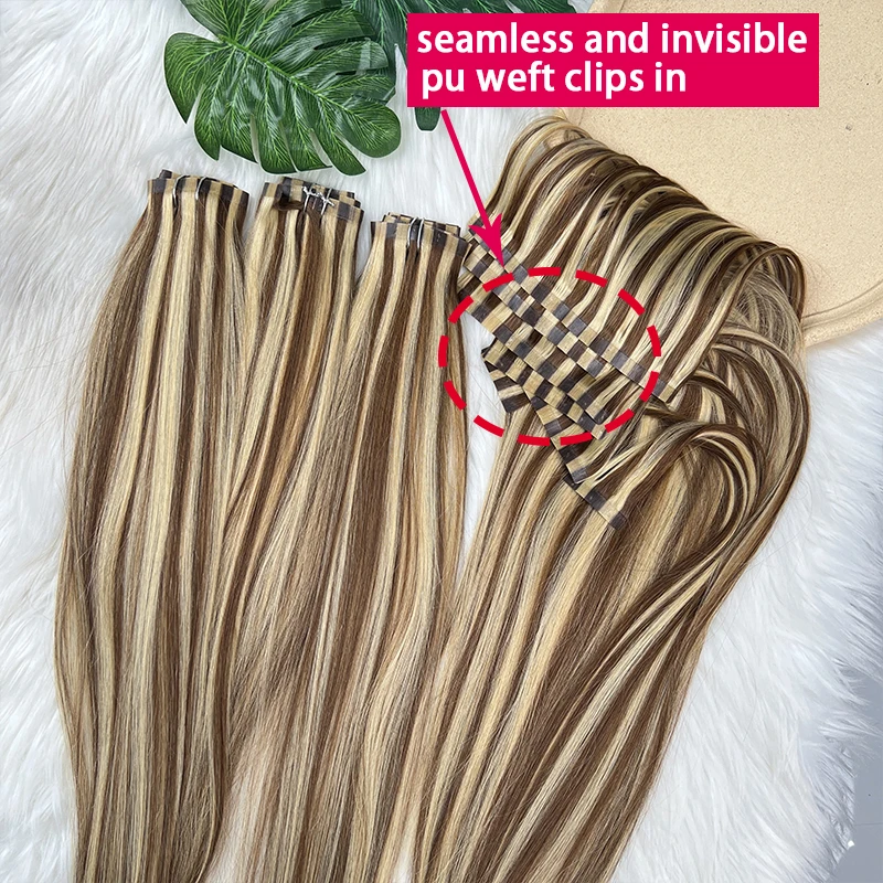 # P427 컬러 스트레이트 인비저블 심리스 클립인 헤 - Seamless Clip In Hair Extensions Human Hair 리뷰 및 가격