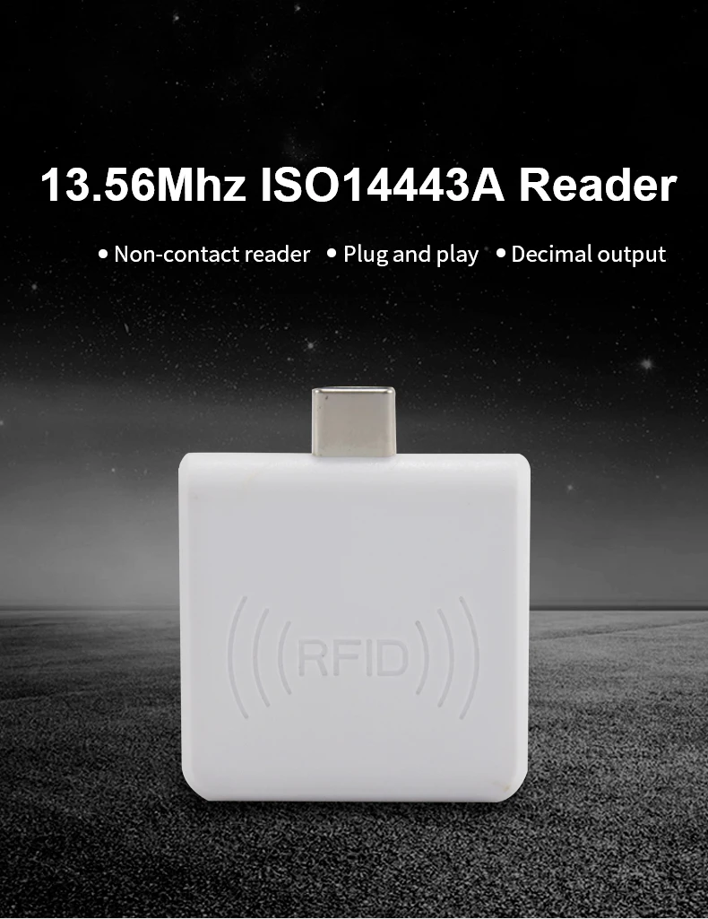 13.56mhz ISO14443A HF Tiny Size RFID OTG Android Phone USB Type-c Interface Portable Handheld IC Card Reader