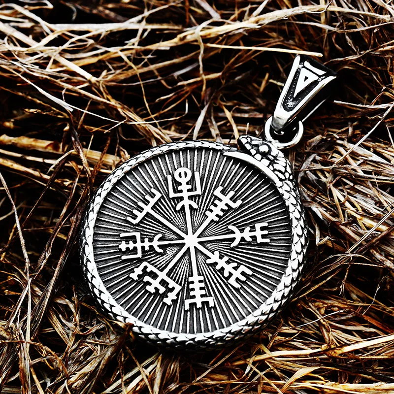 Beier 2022 Creative Design Viking Both Sided Snake Ordin Runes Compass Scandinavian Norse Pendant Animal Jewelry