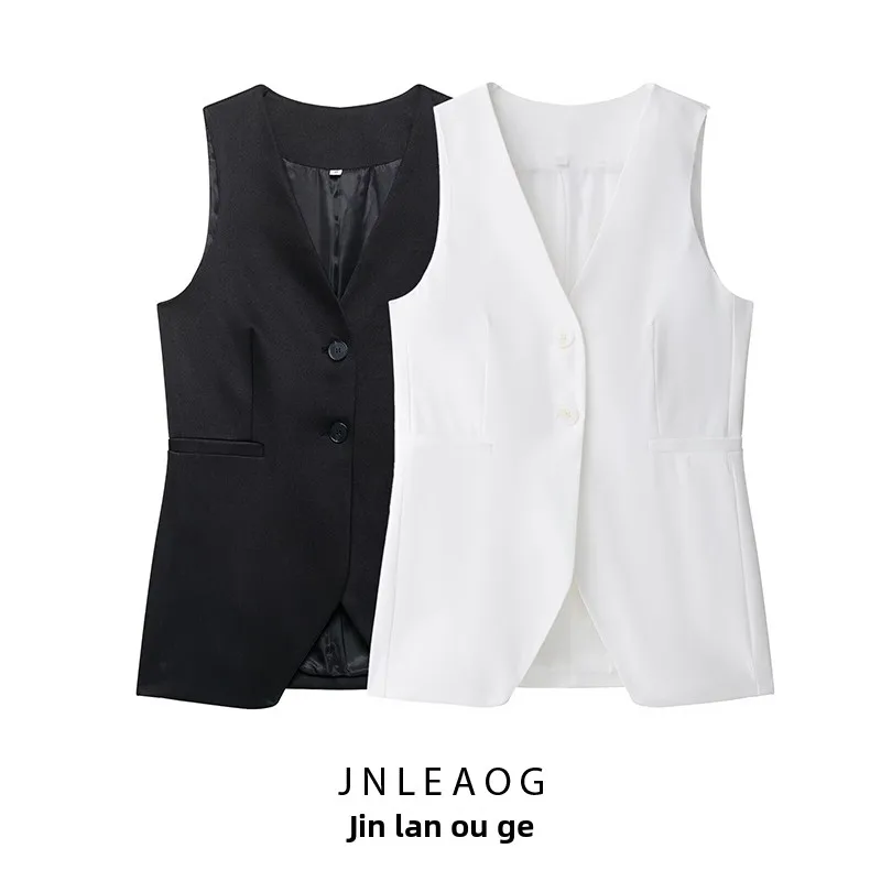 

Faionable Slim Fit Жилет JNLEAOG Осень Новое поступление Женская одежда Дизайн V-Ne Svel Универсальный для поездок на работу Sle Polyes...