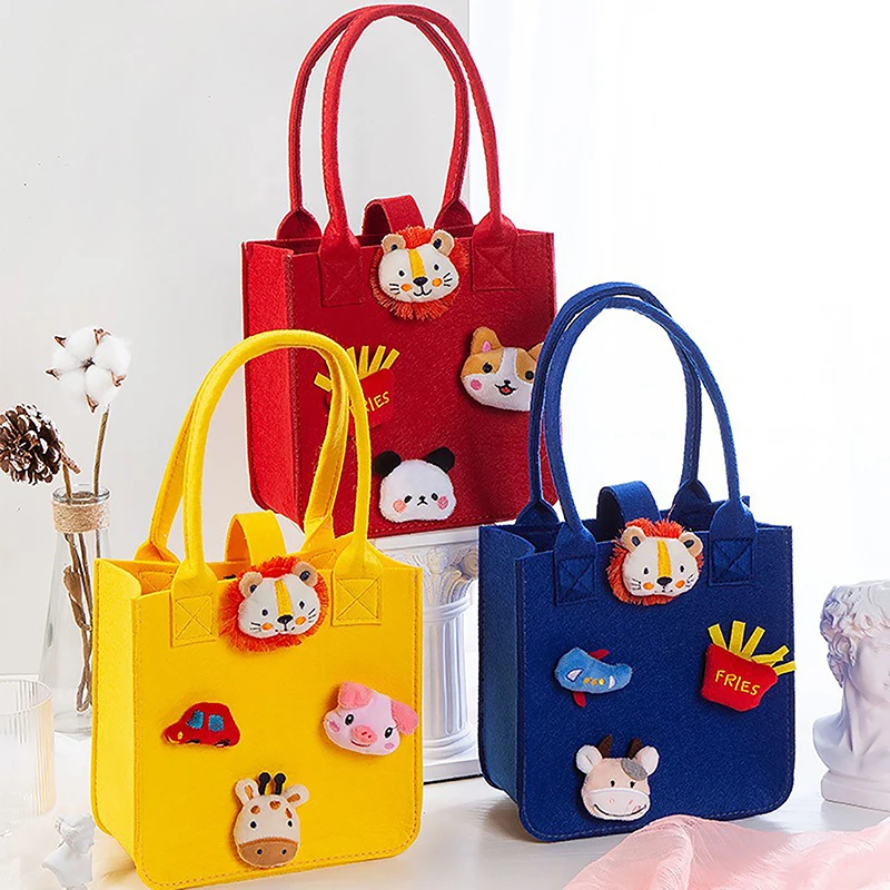 Large Felt Shopping Bags Multifunction Tote Bag For Grocery Reusable Gift Bag With Handle Toy Sundries Storage Organizer Handbag