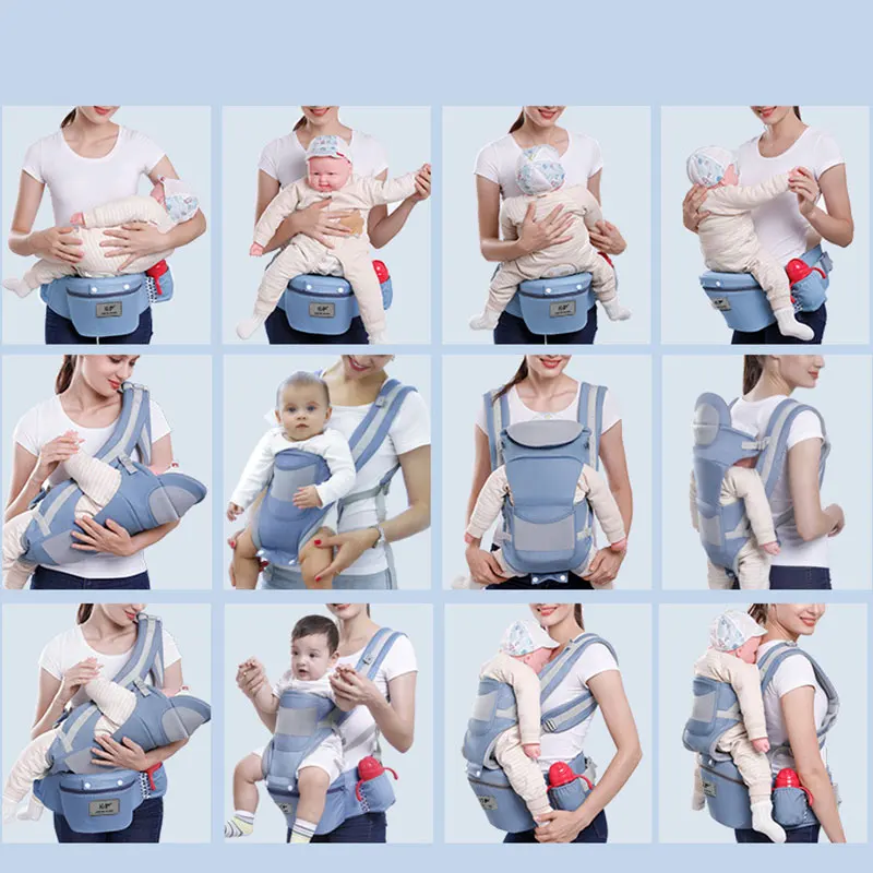 Mochila ergonômica com assento de quadril, Suporte infantil com apoio de cabeça, Canguru Wrap Bag Sling, Recém-nascido para criança