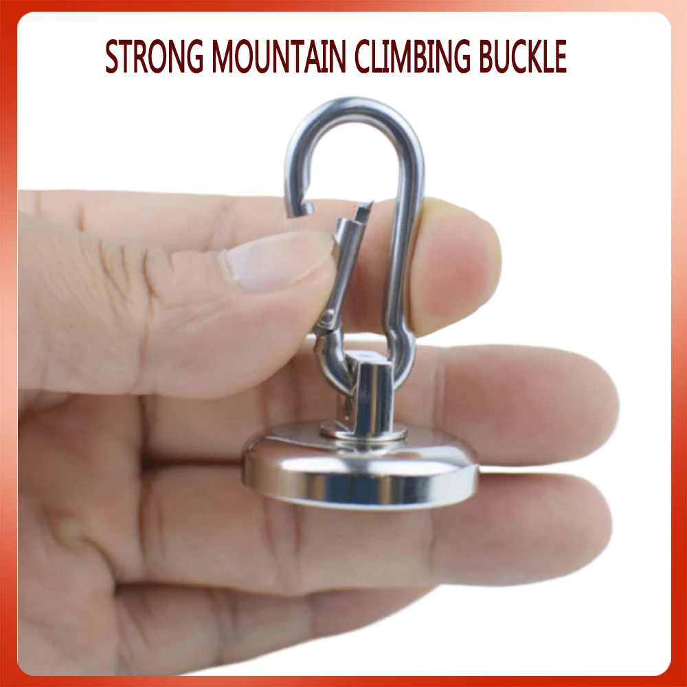 L20-L42mm Leistungsstarker runder magnetischer Saugnapf mit 360-Grad-Drehhaken, Bergsteigerschnalle, Topfmagnet