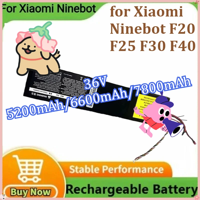 

for Xiaomi Ninebot F20 F25 F30 F40 Electric Scooter Replacement Lithium Battery New Accessories 36V 5200mAh/6600mAh/7800mAh