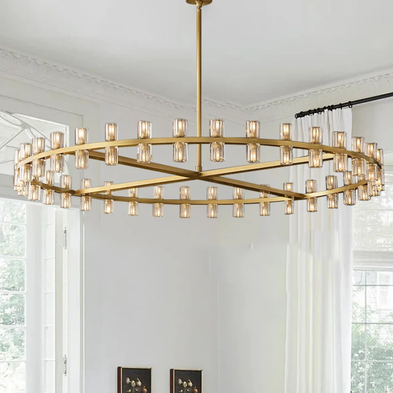 2026 Villa Duplex Black Brass Crystal Chandeliers Luxury Home Decoration Large Hanglamp for High Ceiiling Appliance Lustres