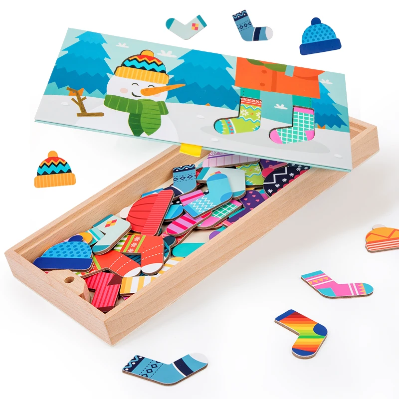 Children's Wooden Fun Sock Drying Puzzle Color Cognition Matching Fine Motor Training Early Education Learning Educational Toys