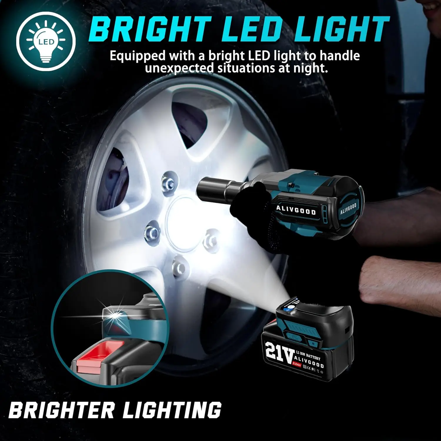 Llave de impacto eléctrica inalámbrica (2000N.m/1500Ft-lbs)