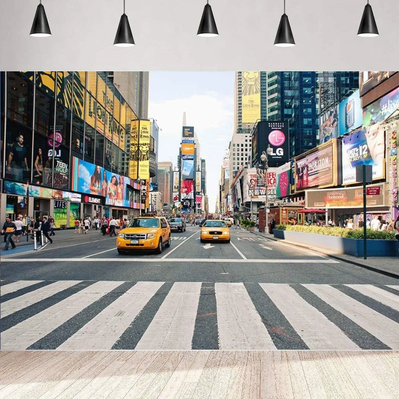 Time Square Buildings Photo Photography Backdrops Taxi New York Fashion Street Party Background Adult Portrait Props Banner