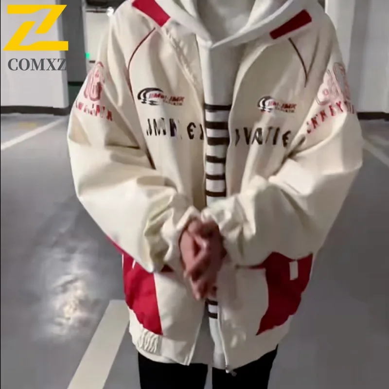 

COMXZ 2025 New Men High Street Functional Cargo Jacket Loose Versatile Spring Autumn Waterproof and Windproof Casual Outdoor Top