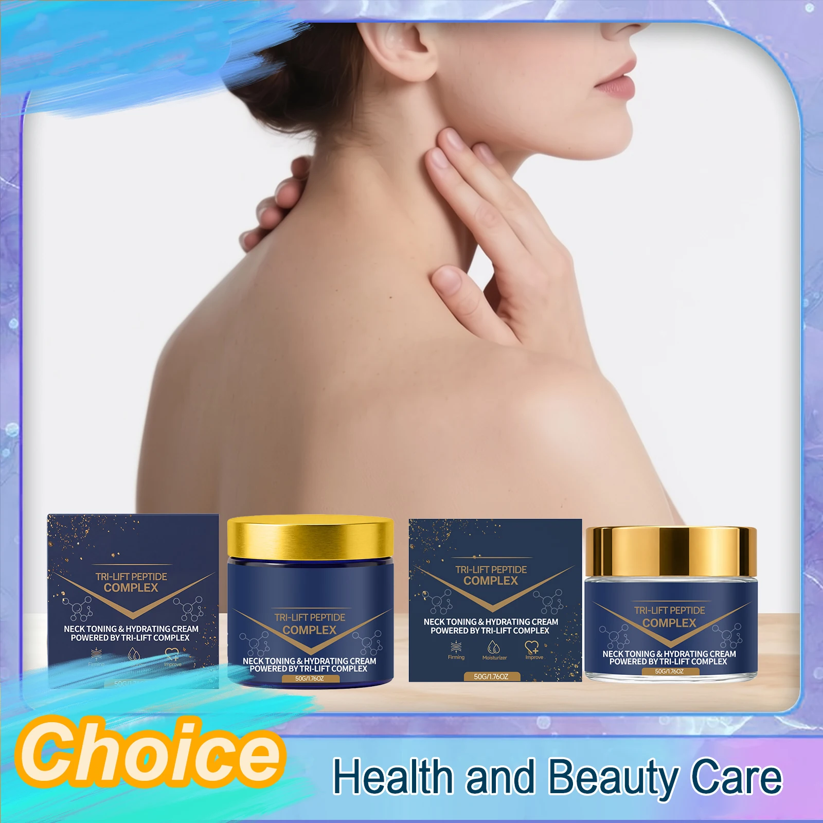 Collagen Neck Cream Moisturizing Firming Lifting Anti-Aging Reduce Fine Lines Whiten Nourishing Skin Care Neck Line Cream 50g