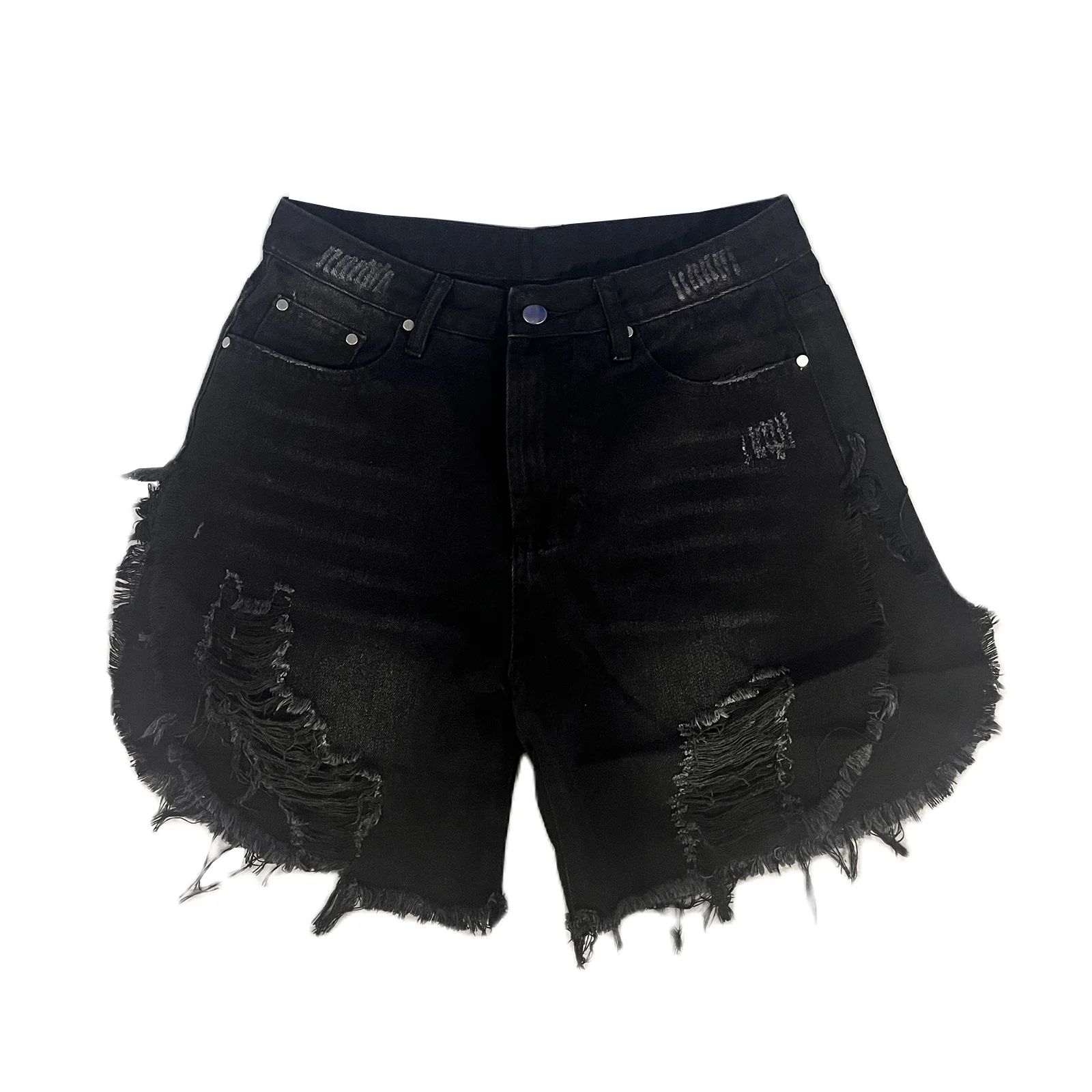 

Women Distressed Denim Cutoffs Shorts with Zip Fly and Button Closure Jeans Streetwear