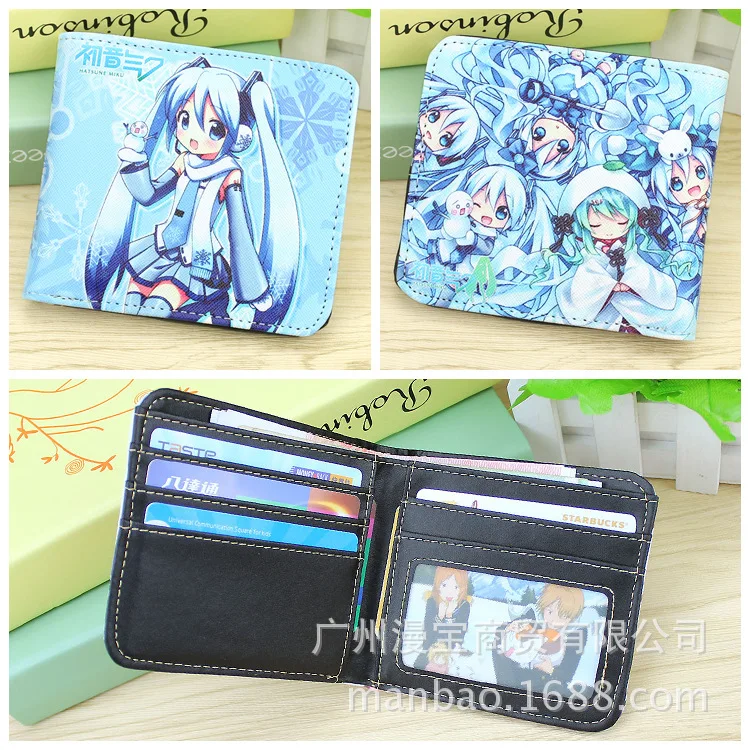 New Hatsune Miku Anime Foldable Wallet Uzumaki Naruto Men Children Bank ID Card Holder Card Clip Bag Cartoons Cosplay Gifts