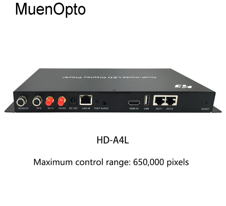 Huidu-Full-Color Video LED Display Player Box, HD-A3L, HD-A4L, HD-A5L, HD-A6L, Dual-Mode, Suporta saída de áudio