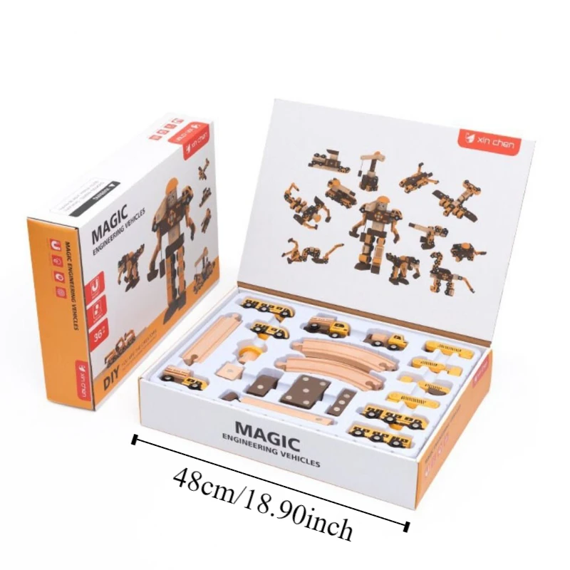 Wooden Variety Assembling Car Scene Combined Train Magnetic Track Engineering Small Train Detachable DIY Cross Track Railway