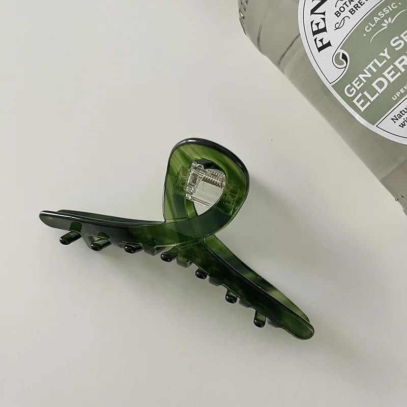 High-quality green twill acetate grab clip gentle back of the head shark clip bath clip hairpin headwear