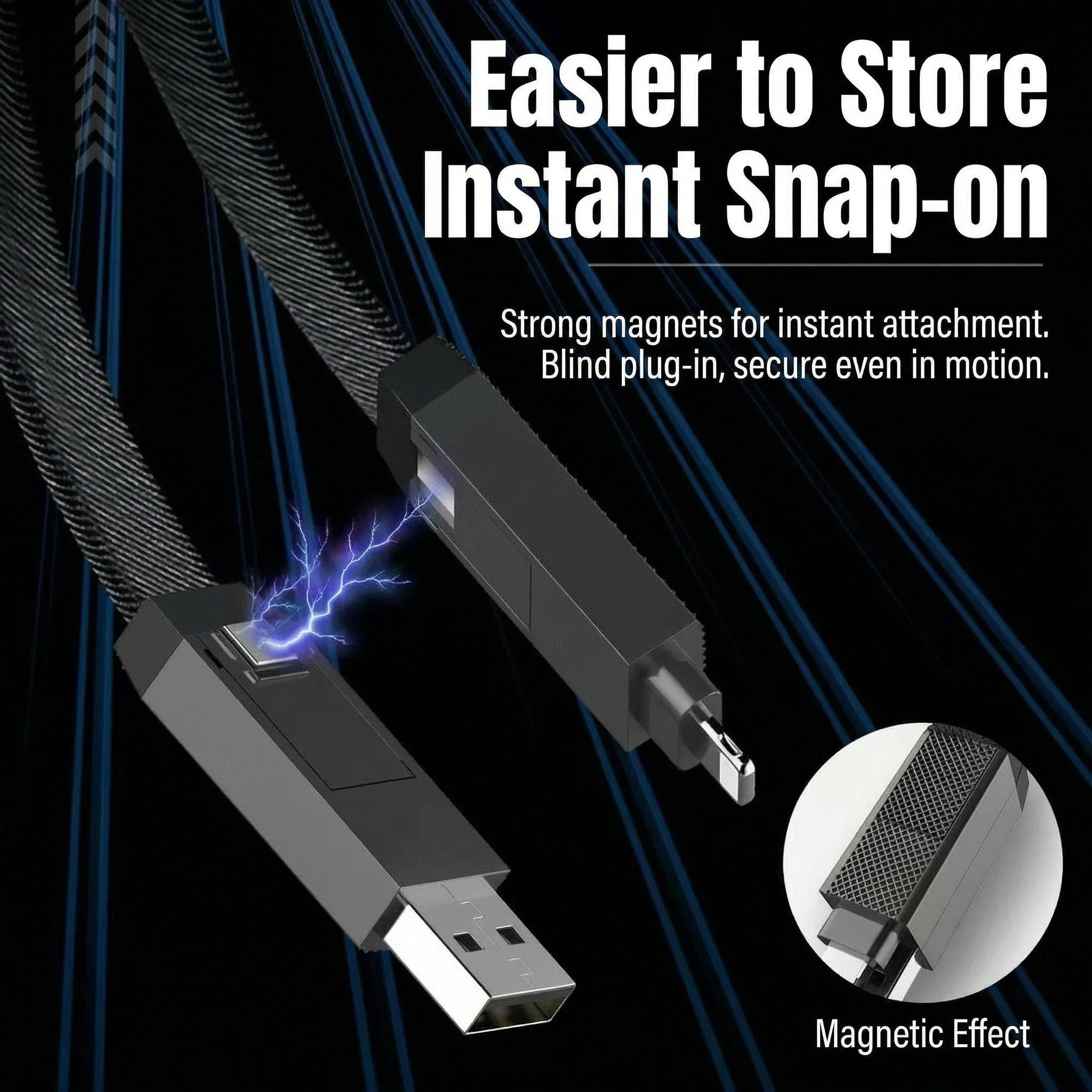 Wielofunkcyjny kabel do ładowania i przesyłania danych, 4 w 1, z magnetycznym złączem typu C, wykonany z wytrzymałego materiału, szybki kabel USB-C do iPhone, Huawei, Xiaomi. — zdjęcie produktu 3