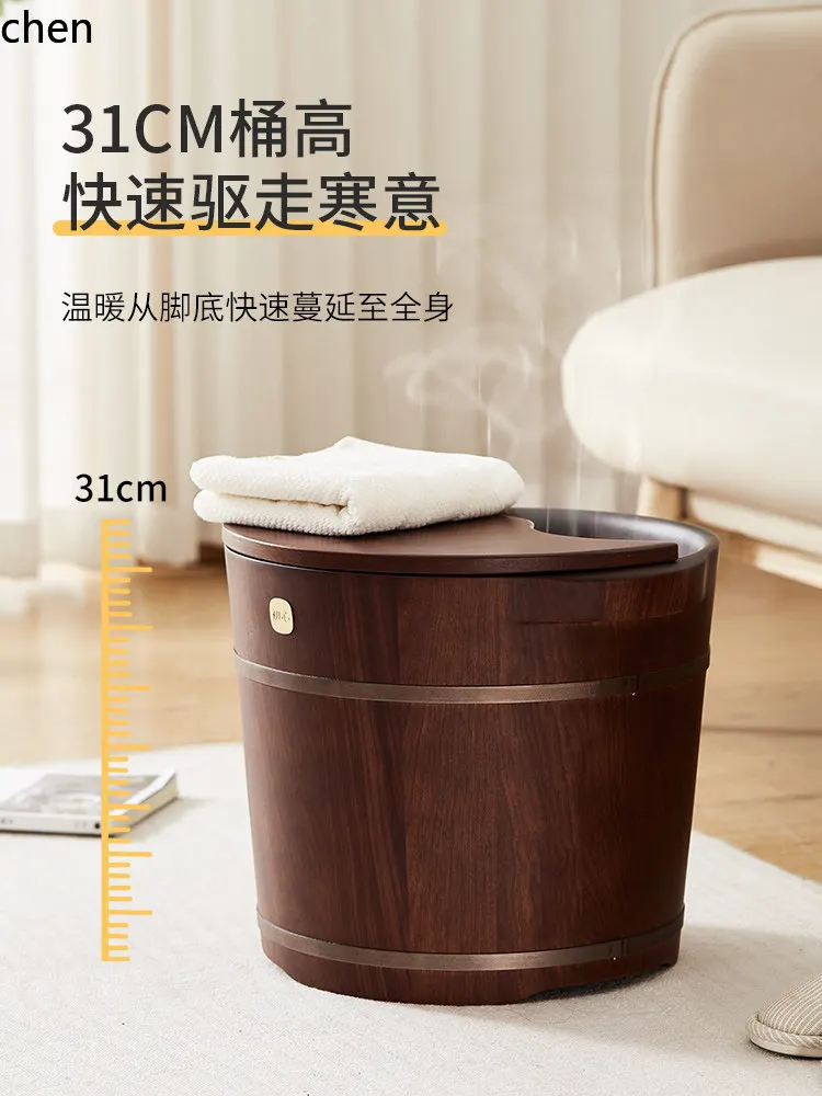 H1 solid wood foot bath bucket for home massage wooden basin high depth  basin thermal insulation knee-high foot bath bucket