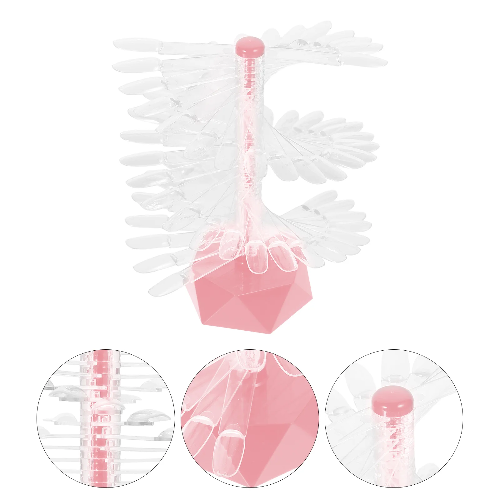 حامل عرض أظافر حلزوني فريد من نوعه، حامل ممارسة من الأكريليك الشفاف، حامل عرض أظافر متين وبسيط وحساس