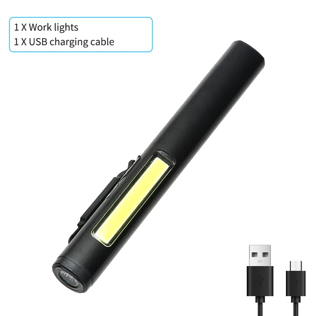 KDULIT Tragbare Mini-LED-Stiftlampe, COB-Seitenlicht, untere Magnet-Taschenlampe mit Stiftclip, eingebauter Akku, wiederaufladbare Arbeitstaschenlampe vom Typ C 6