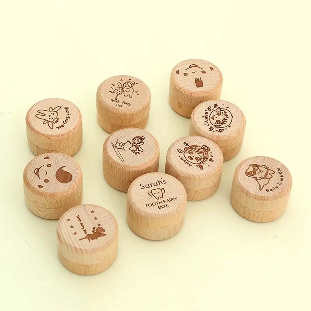 Wooden Wood Baby Tooth Box Primary Teeth Baby Teeth Save Milk Teeth Organizer Fetal Hair Umbilical Cord Preservation