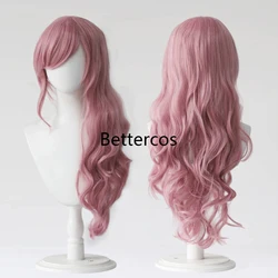 Final Fantasy FF13 Eclair Farron Lightning Cosplay Wigs Mixed Pink Long Curly Heat Resistant Synthetic Hair Wig + Wig Cap