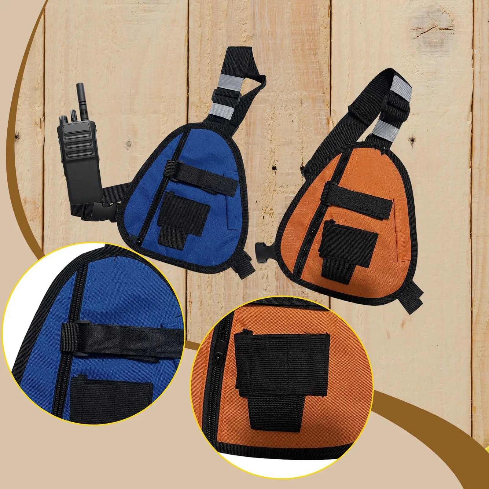 Radio Chest Harness Carrying Bag for Intercom Storage Oxford Cloth Chest Bag for Workshop Camping Climbing Sports Hiking