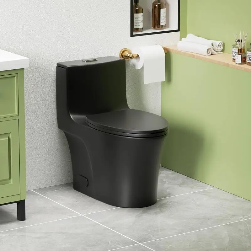 

1.1/1.6 GPF One-Piece Toilet, Elongated, Siphonic S-trap 12", Soft Close Seat, Top Button, Powerful Dual Flush MAP 1000g,