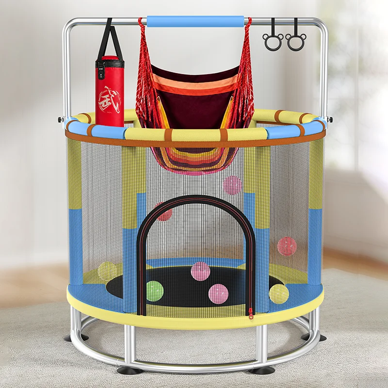 Kids Indoor Outdoor Trampoline - 보호망이 있는 트램펄린, PVC 소재 스윙