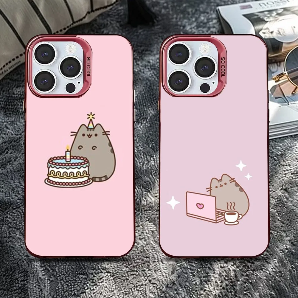 

Cute Cartoon Cat Phone Case For iPhone 16,15,14,13,12,11,Mini,Pro,SE,MAX Pink Matte Silicone Cover