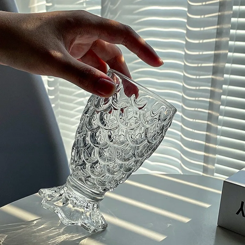Internet celebrity mermaid glass fish scale glass creative personality juice milk cup