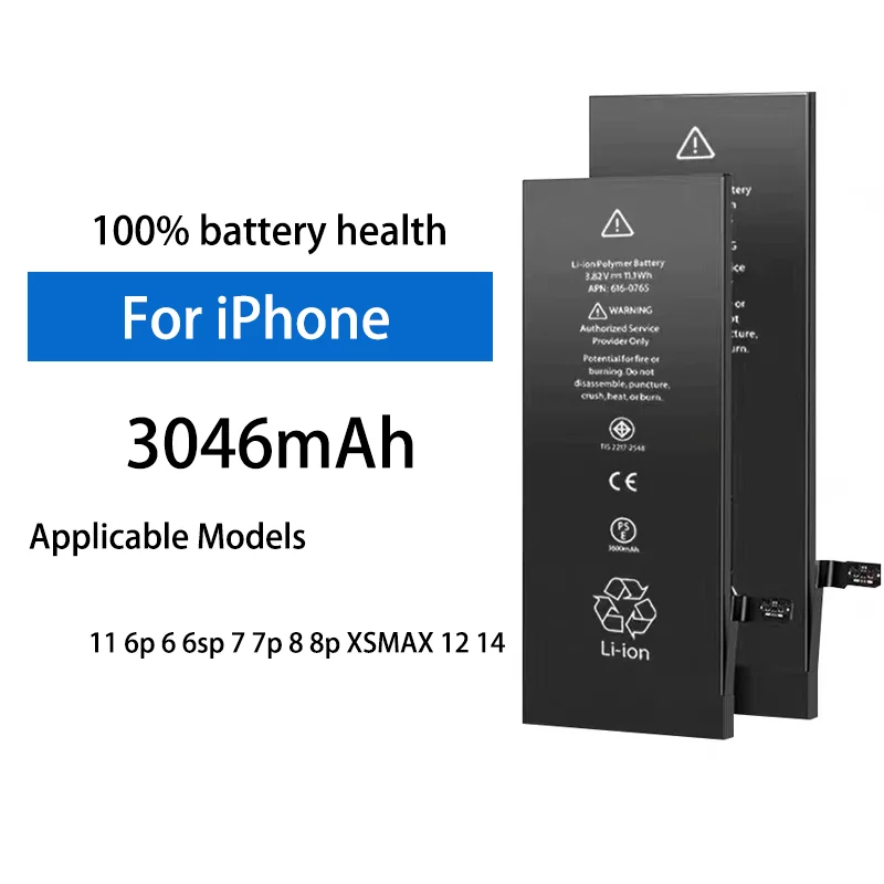 

3046mAh High Capacity Replacement Battery For Apple iPhone 6 6P 6SP 7 7P 8 8P X XSMAX 11 12 14 Mobile Phone