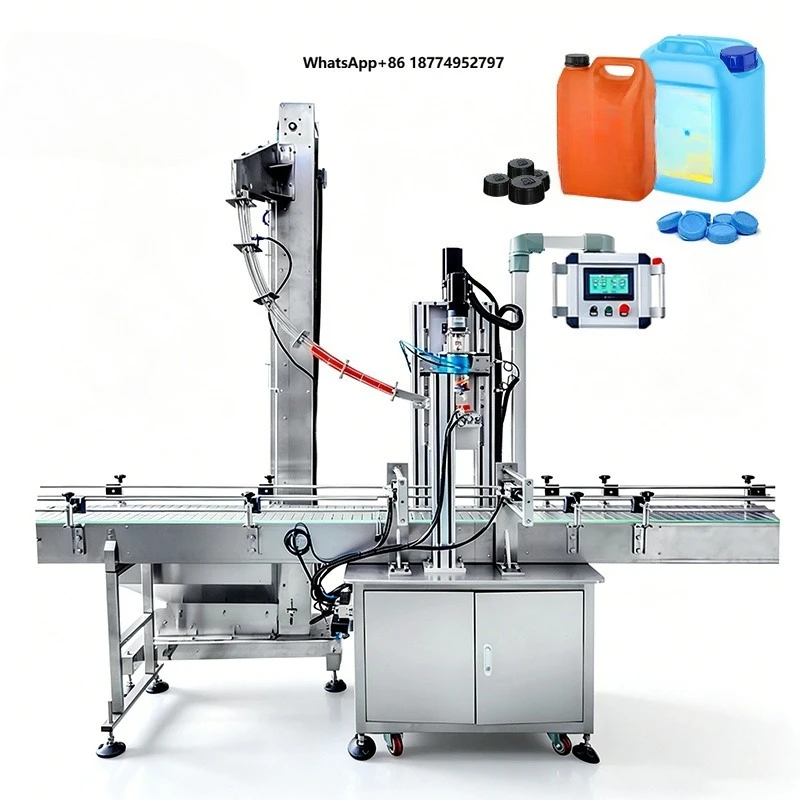 High Quality CM 100 Automatic Screw Capping Machine Big Barrels Cans and Bottles Capping Machine Screw With Cap Feeder Elevator