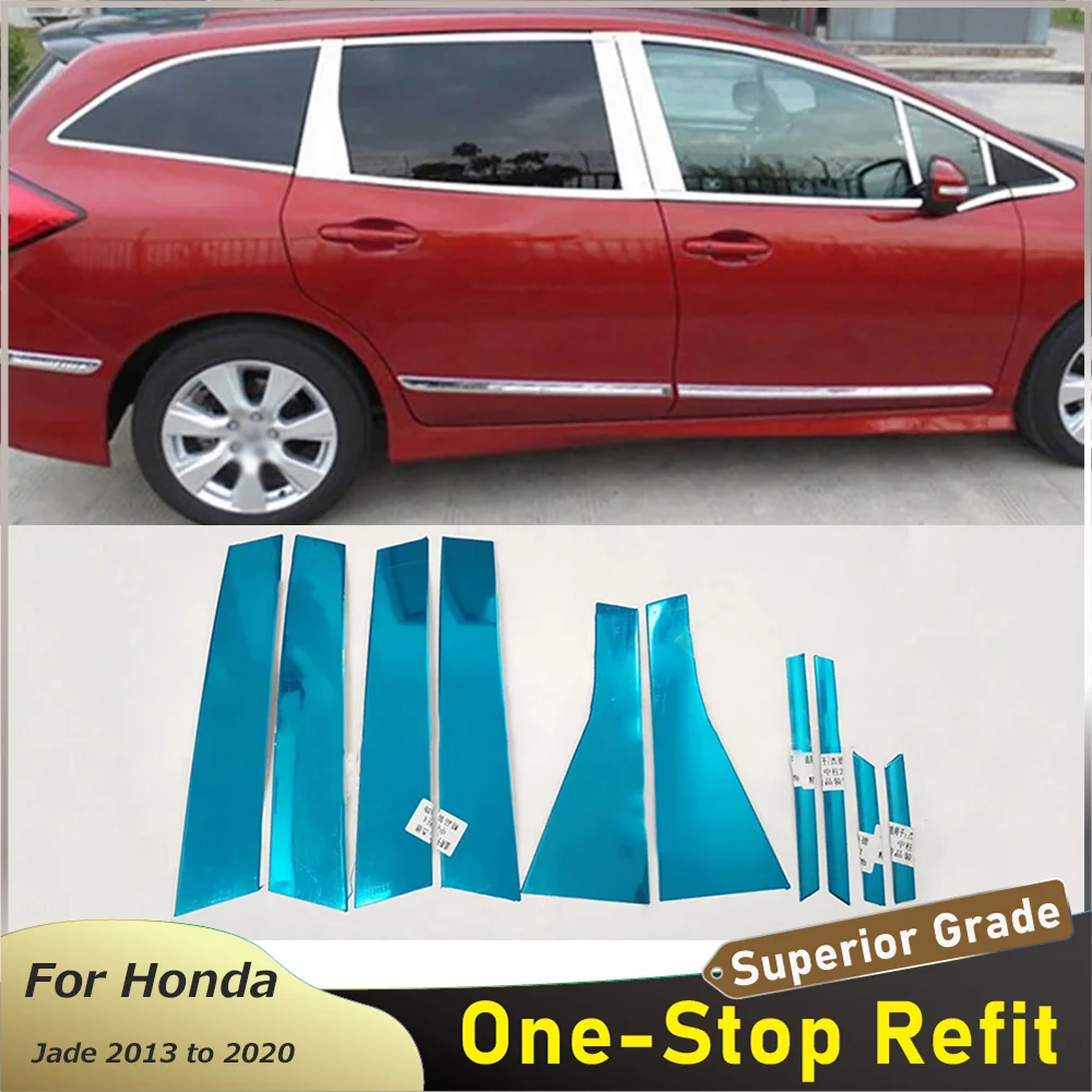 

Exterior Car Mouldings For Honda Jade 2013 to 2020 Stainless Steel Window Pillar Trim Cover Strips Sticker 10Pcs