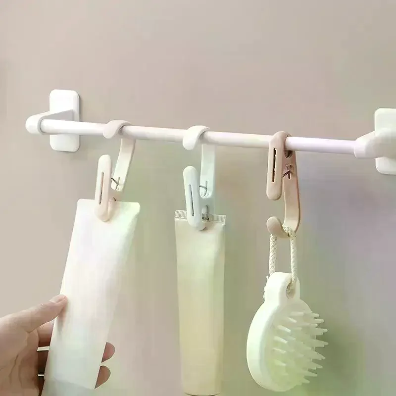 10pcs Multi-Purpose Hanging Clips Hooks Portable Plastic Clamps For Home Kitchen Bathroom Towel Curtain Storage Supplies