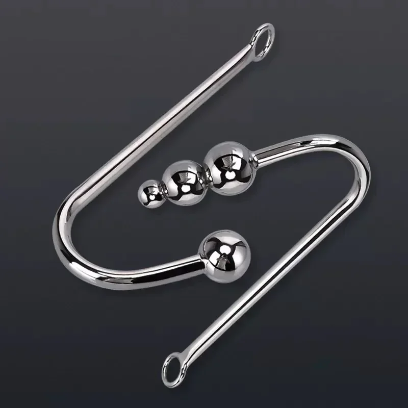 Premium Anal Hook Beads Anal Pleasure Toy for Gay Stainless Steel Non Vibrating Metal Butt Plug for Men Intense Adults Butt Plug