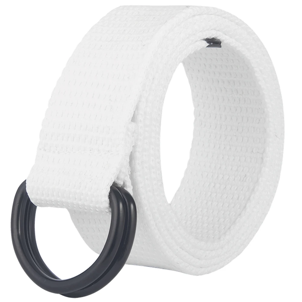 Double loop buckle canvas belt for men and women, youth canvas belt for women, Korean version, minimalist denim belt