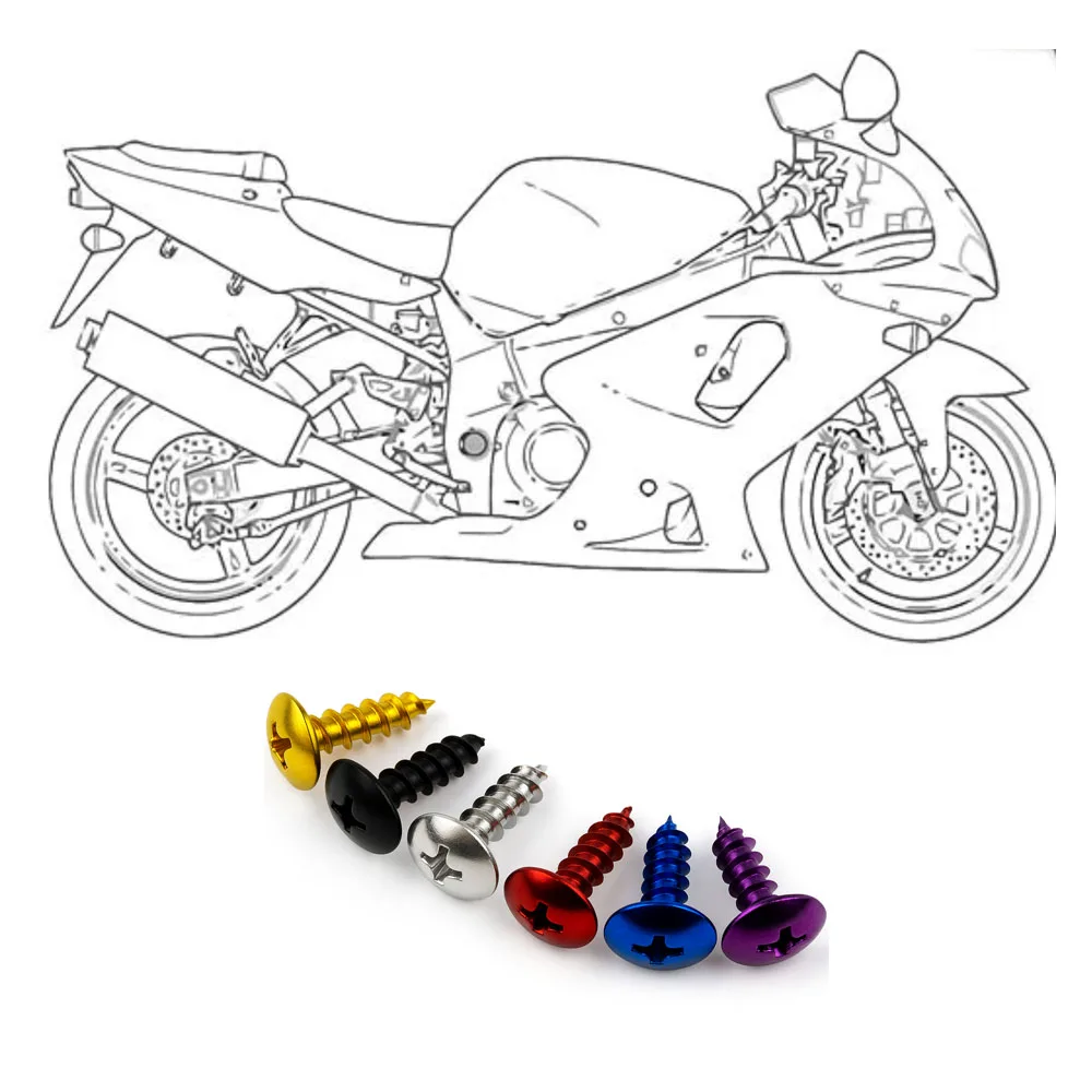 30Pcs M5x14.4 Aluminum Colorful Self-tapping Screw for Motorcycle Motorbike Motor Bicycle