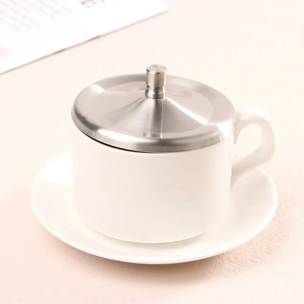 8.5/9.3/10.2cm Stainless Steel Cup Lids Durable Dust-Proof Drink Cup Lids Leakproof Mug Cover Metal Mugs