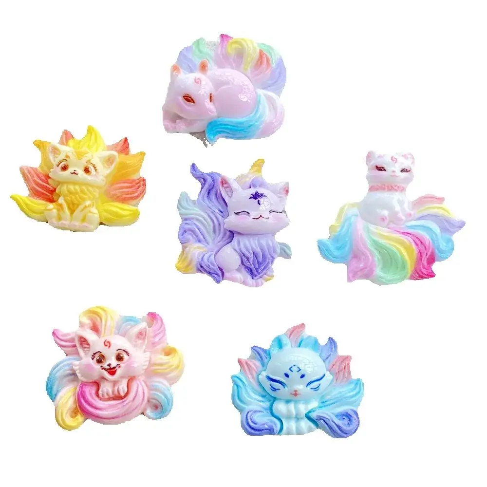 10 Stück niedliche, gemischte Regenbogen-Cartoon-Katzen-Flachfiguren aus Kunstharz – für Scrapbooking, Hochzeitsdekoration und DIY-Schmuckherstellungszubehör